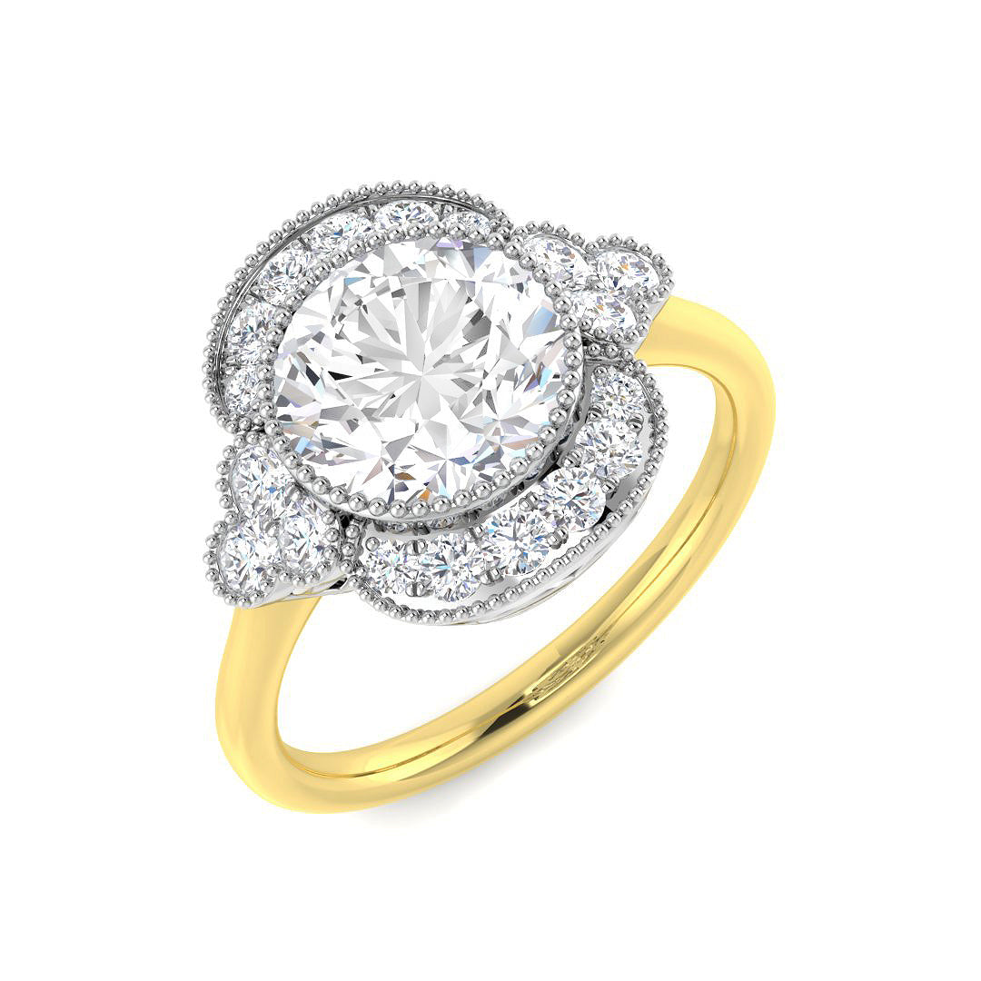9ct Two Tone Round Cvd Old Cut Ring 1