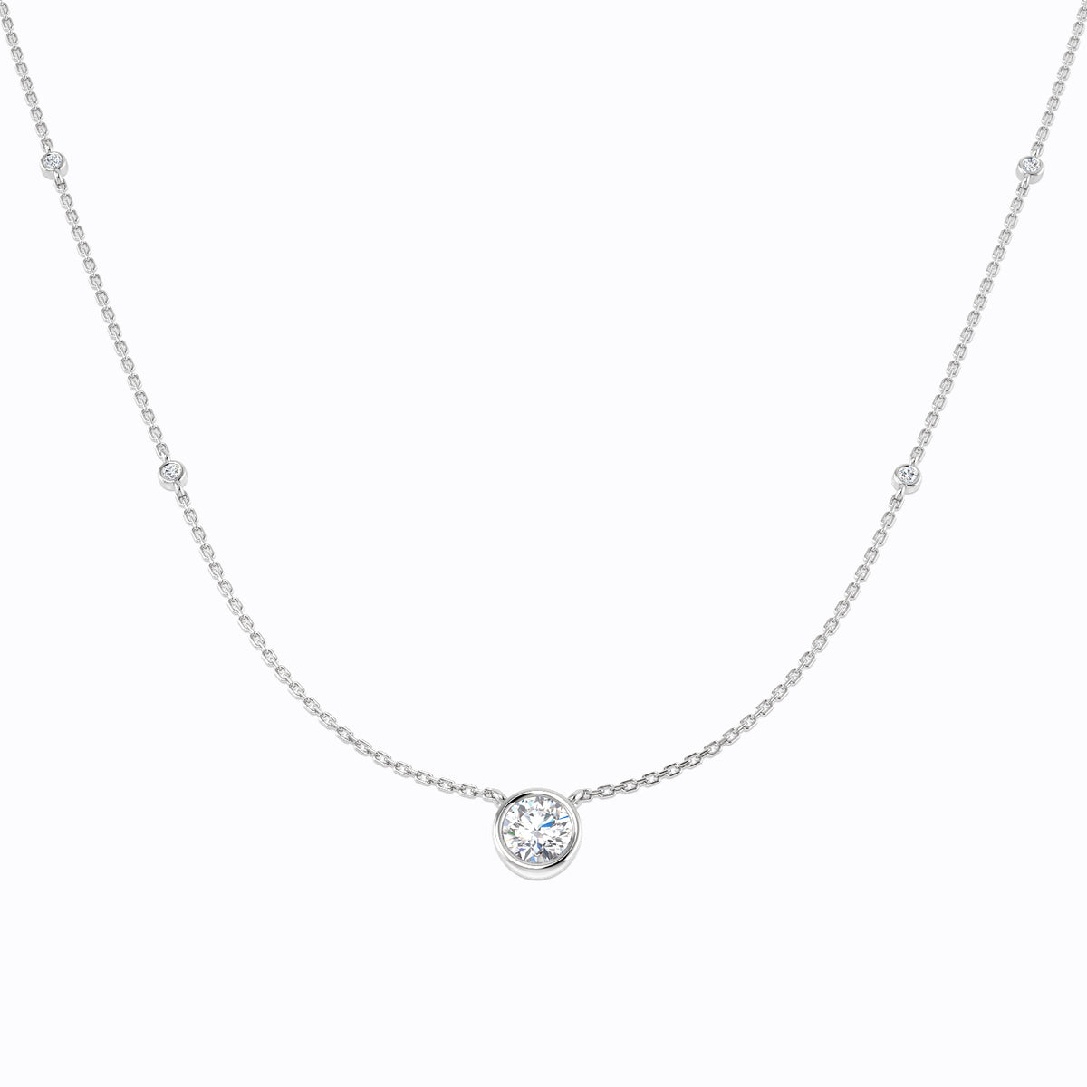 9ct White Gold Round Lab Grown Diamond Necklace 1