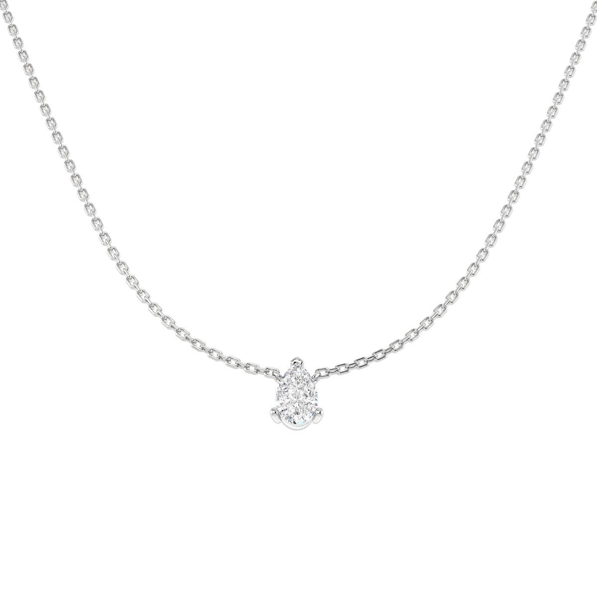 18ct White Gold Pear Lab Grown Diamond Necklace 1