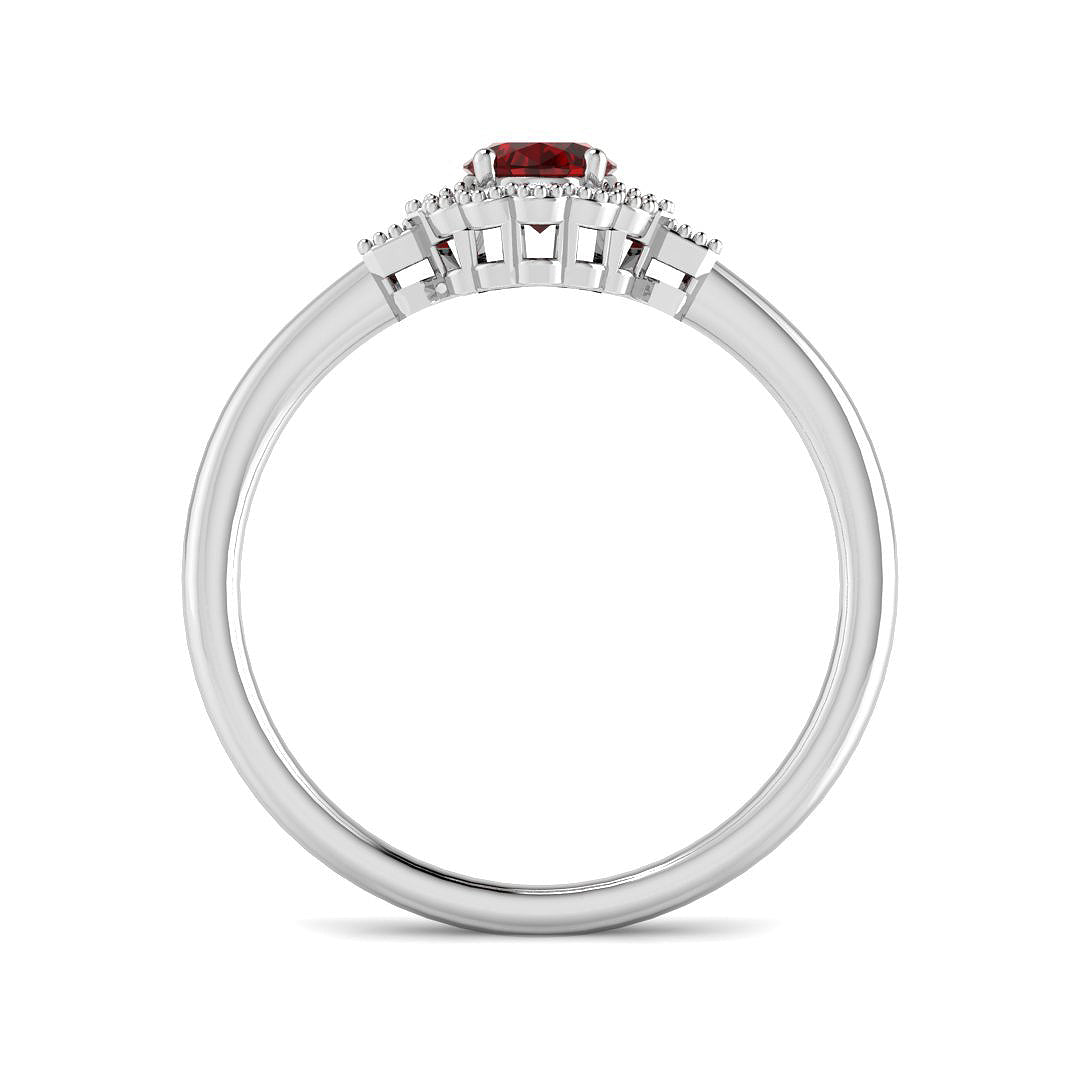 9ct White Gold Baguette and Oval Ruby and Diamond Ring 2