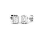 9ct White Gold Emerald Cut Lab Grown Diamond Earrings 1