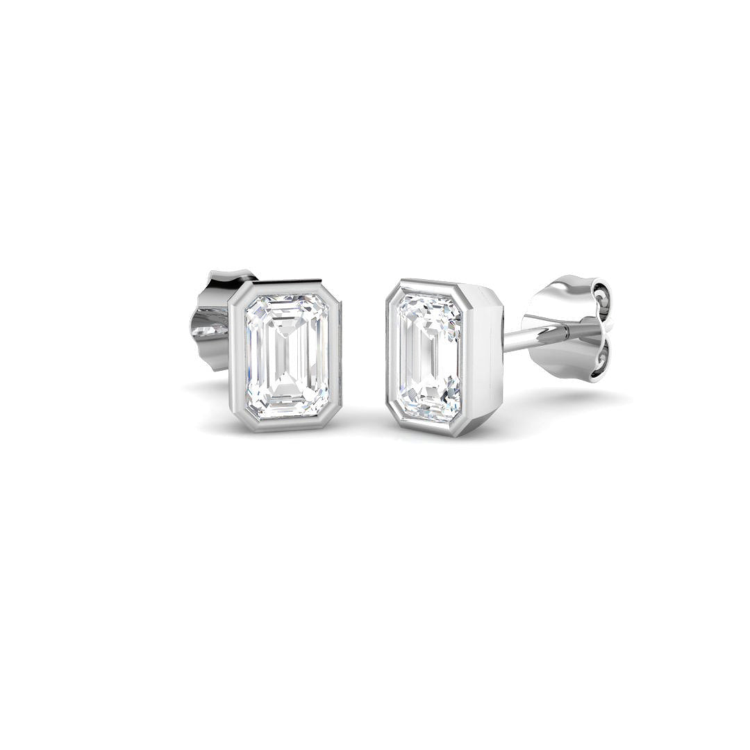 9ct White Gold Emerald Cut Lab Grown Diamond Earrings 1