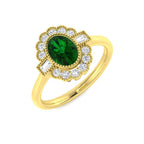 18ct Yellow Gold Baguette and Oval Emerald and Diamond Ring 1