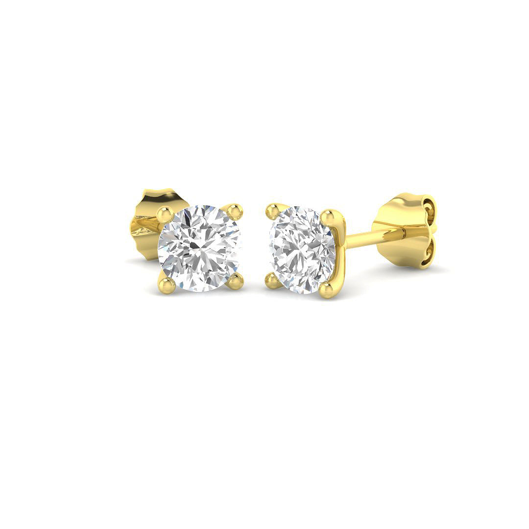 18ct Yellow Gold Round Lab Grown Diamond Earrings 1