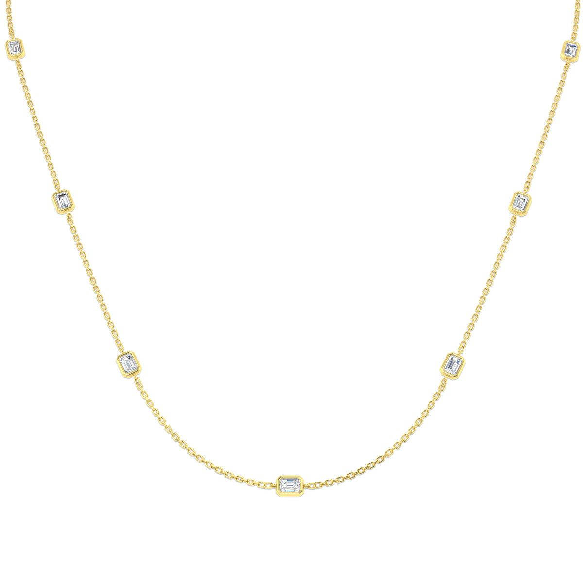9ct Yellow Gold Emerald Cut Lab Grown Diamond Necklace 1