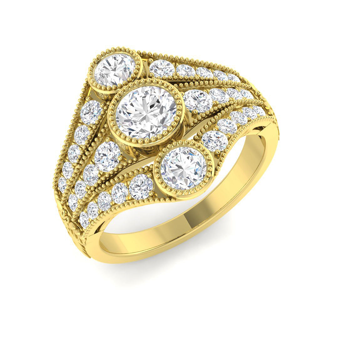 9ct Yellow Gold Round Cvd Old Cut Ring 1