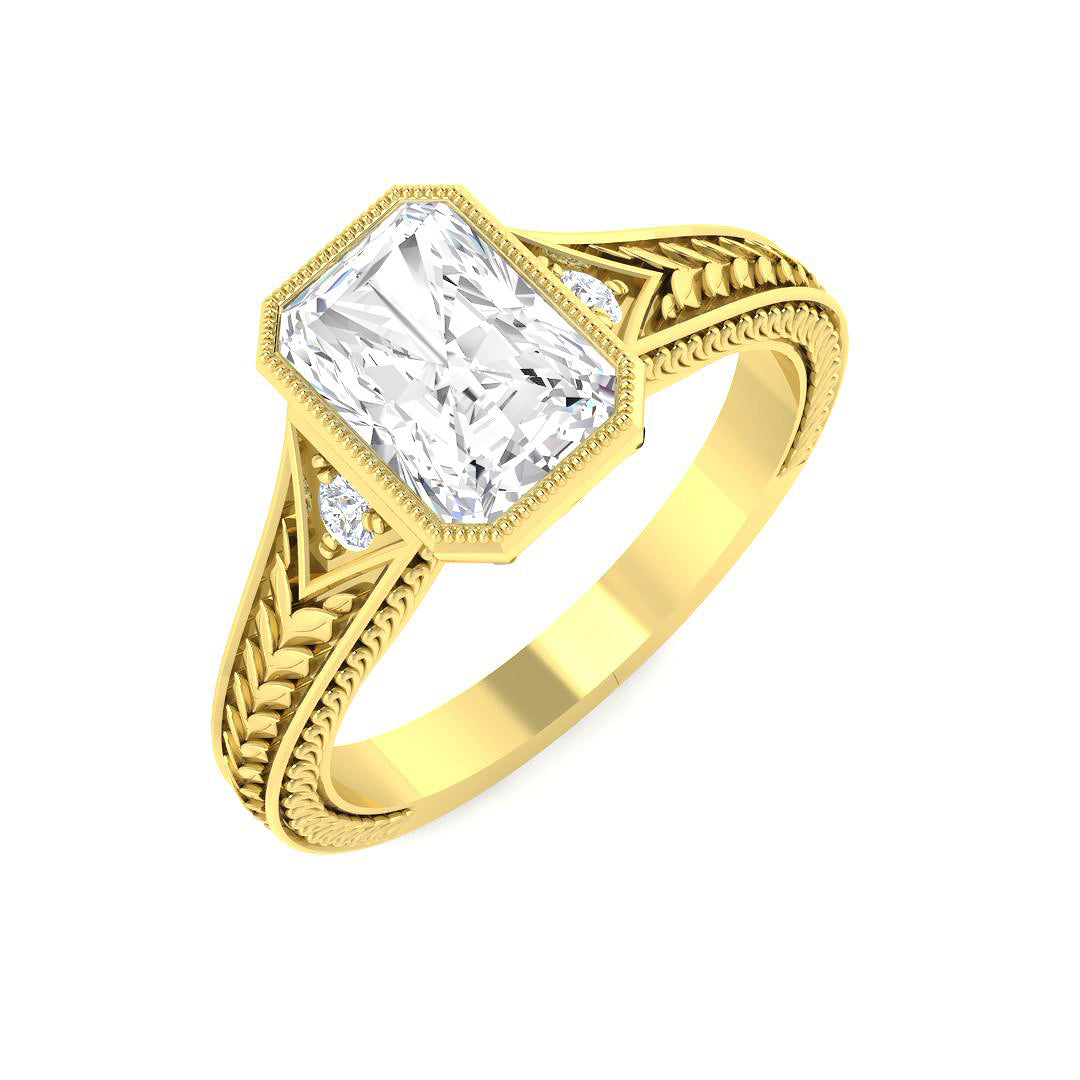 9ct Yellow Gold Radiant Lab Grown Diamond Ring 1