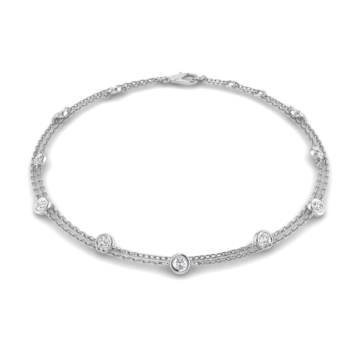 9ct White Gold Round Lab Grown Diamond Bracelet 1