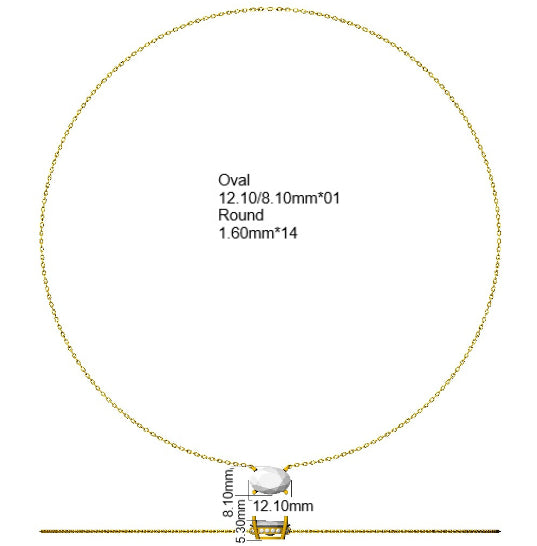 9ct White Gold Oval Lab Grown Diamond Necklace 2