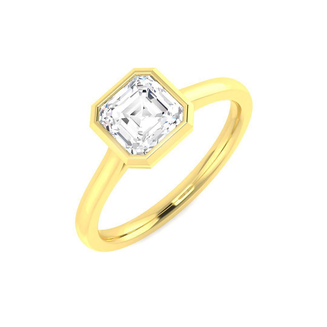 9ct Yellow Gold Asscher Cut Lab Grown Diamond Ring 1