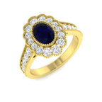 9ct Yellow Gold Oval Blue Sapphire and Diamond Ring 1