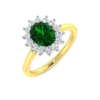 9ct Two Tone Oval Emerald and Diamond Ring 1