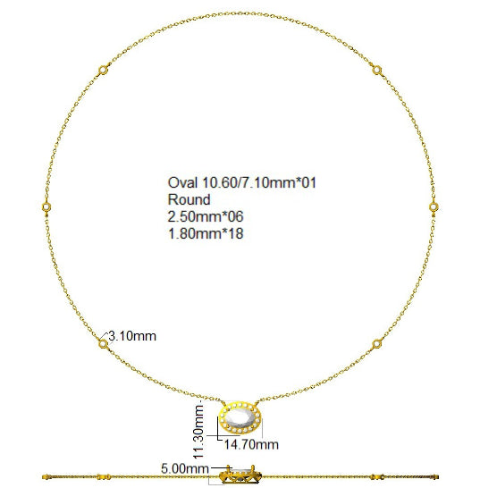 9ct White Gold Oval Lab Grown Diamond Necklace 2