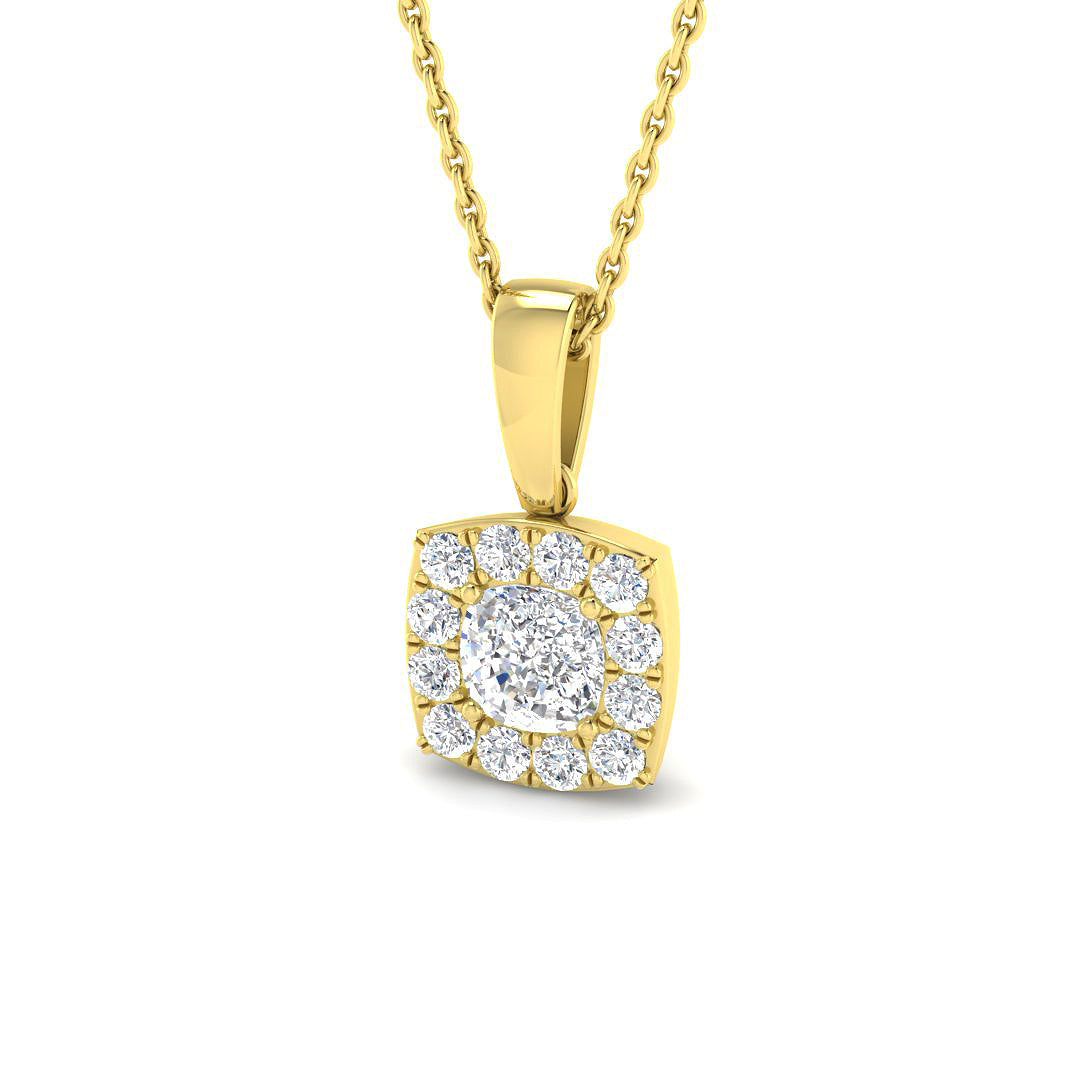 9ct Yellow Gold Cushion Lab Grown Diamond Pendant 1