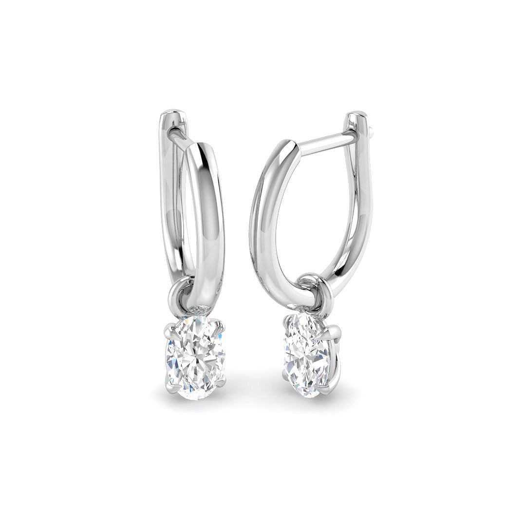 9ct White Gold Oval Lab Grown Diamond Earrings 1