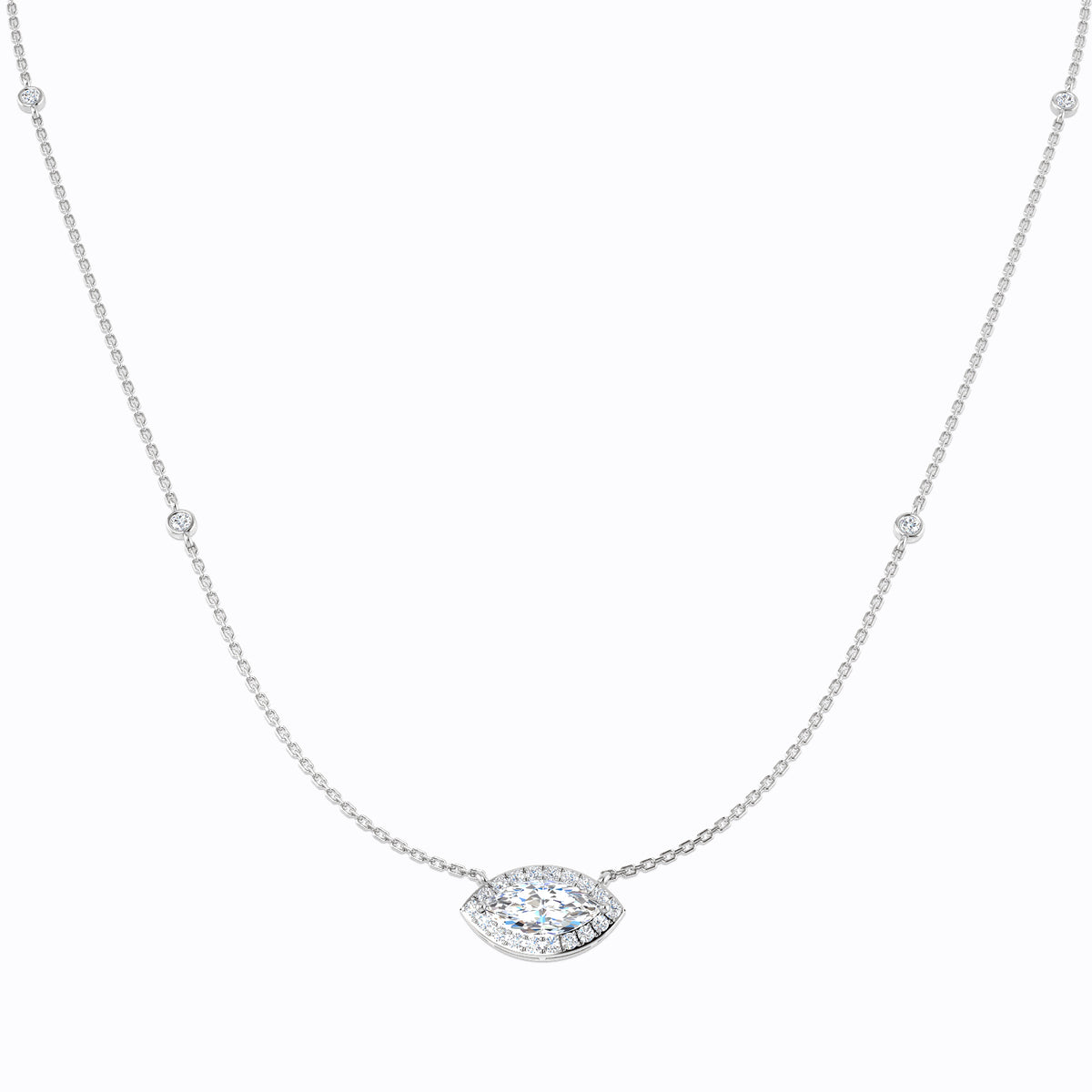 9ct White Gold Marquise Lab Grown Diamond Necklace 1
