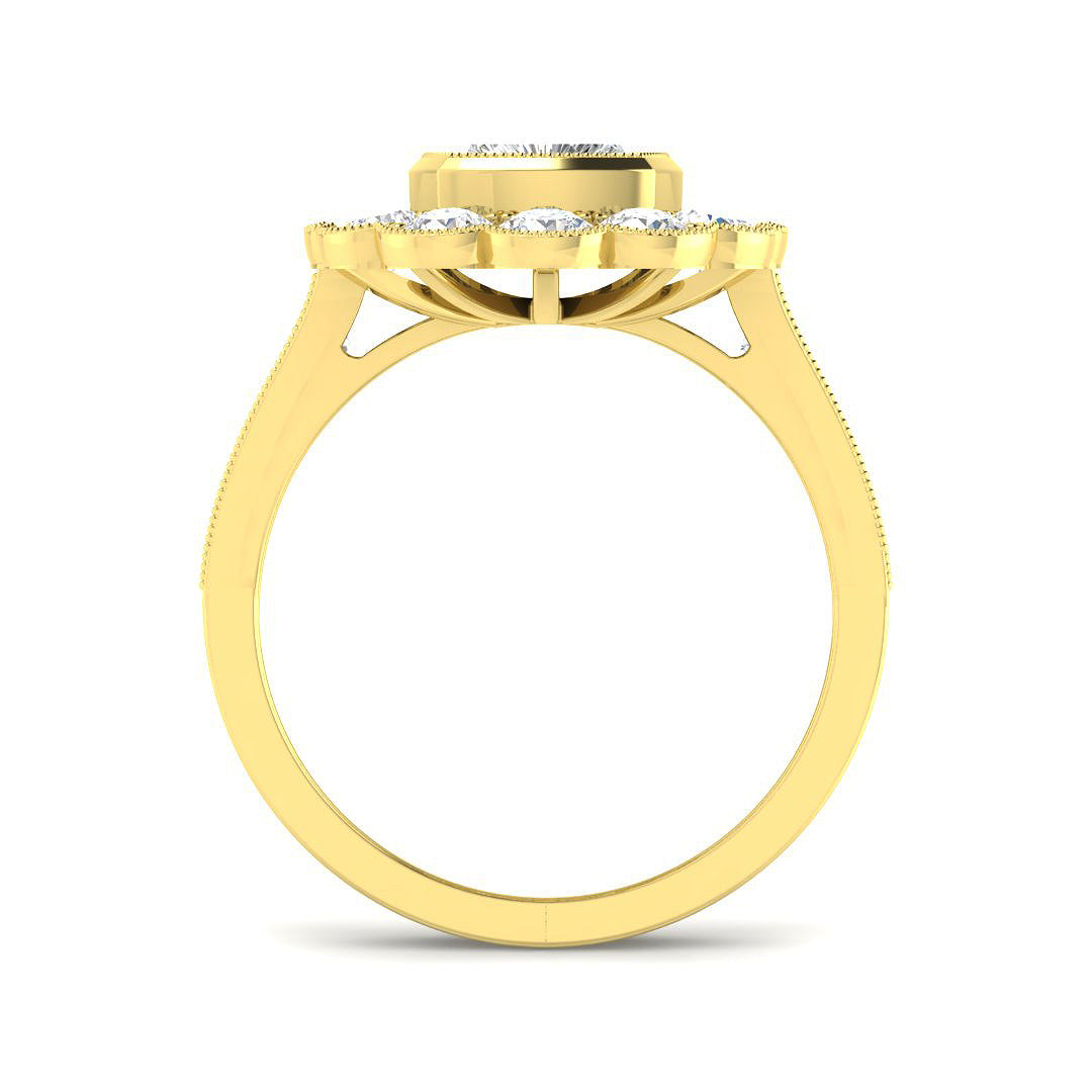 9ct Yellow Gold Cushion Cvd Old Cut Ring 2