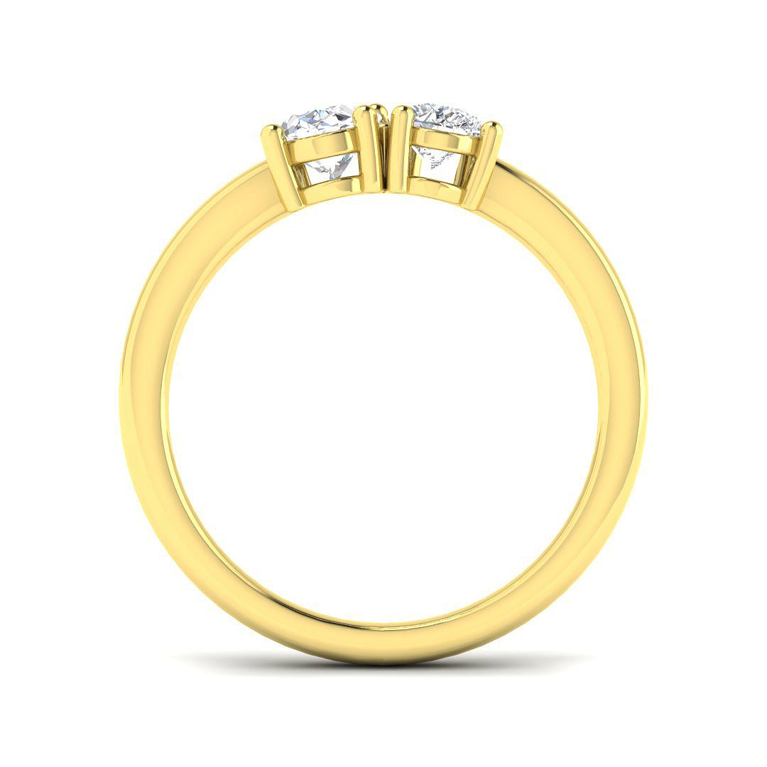 18ct Yellow Gold Oval and Pear Lab Grown Diamond Ring 2