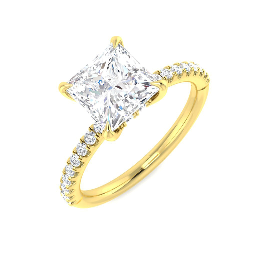 9ct Yellow Gold Princess Lab Grown Diamond Ring 1