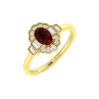 9ct Yellow Gold Baguette and Oval Ruby and Diamond Ring 1