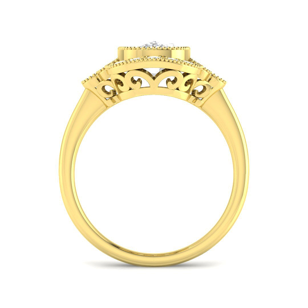 9ct Yellow Gold Cushion Cvd Old Cut Ring 2