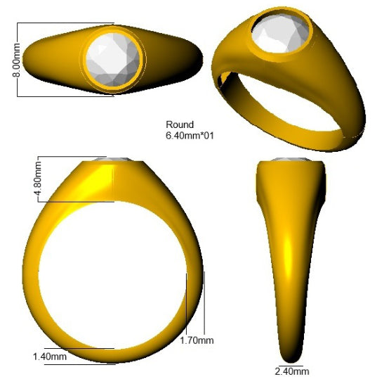 9ct Yellow Gold Round Lab Grown Diamond Ring 3