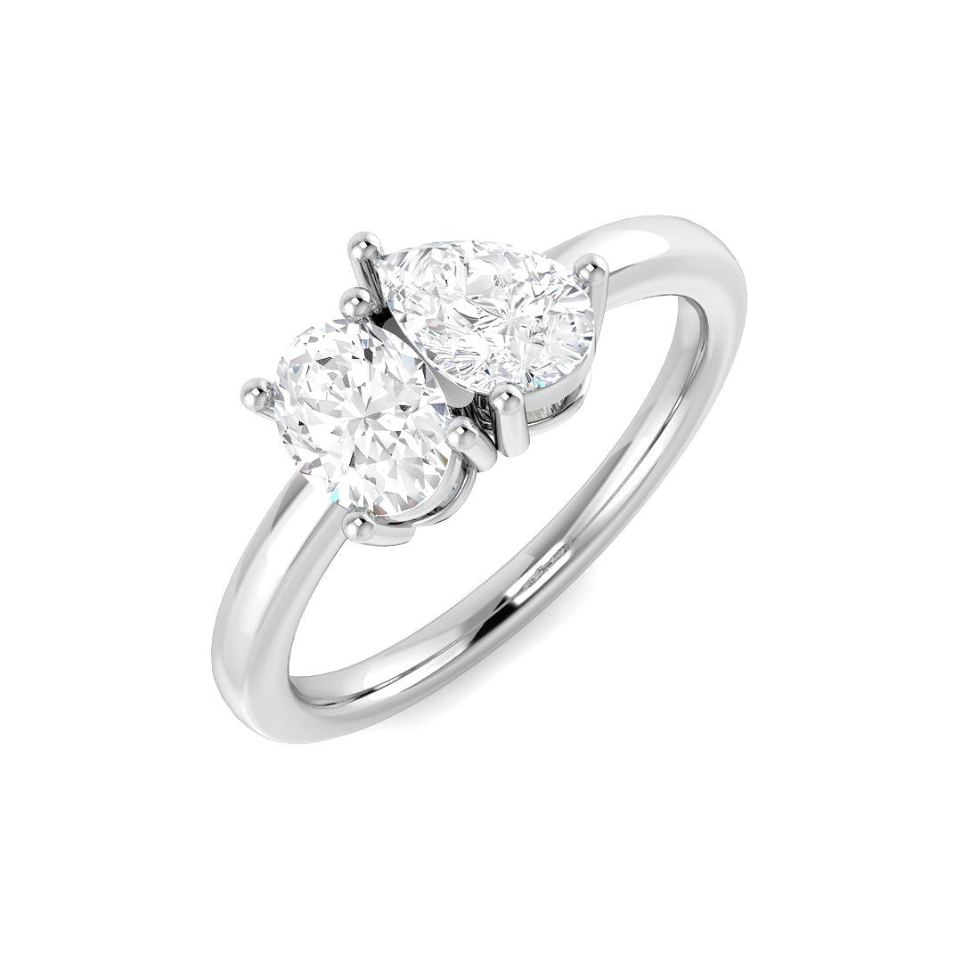 Platinum Oval and Pear Lab Grown Diamond Ring 1