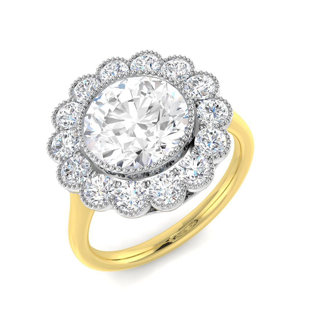 9ct Two Tone Round Cvd Old Cut Ring 1