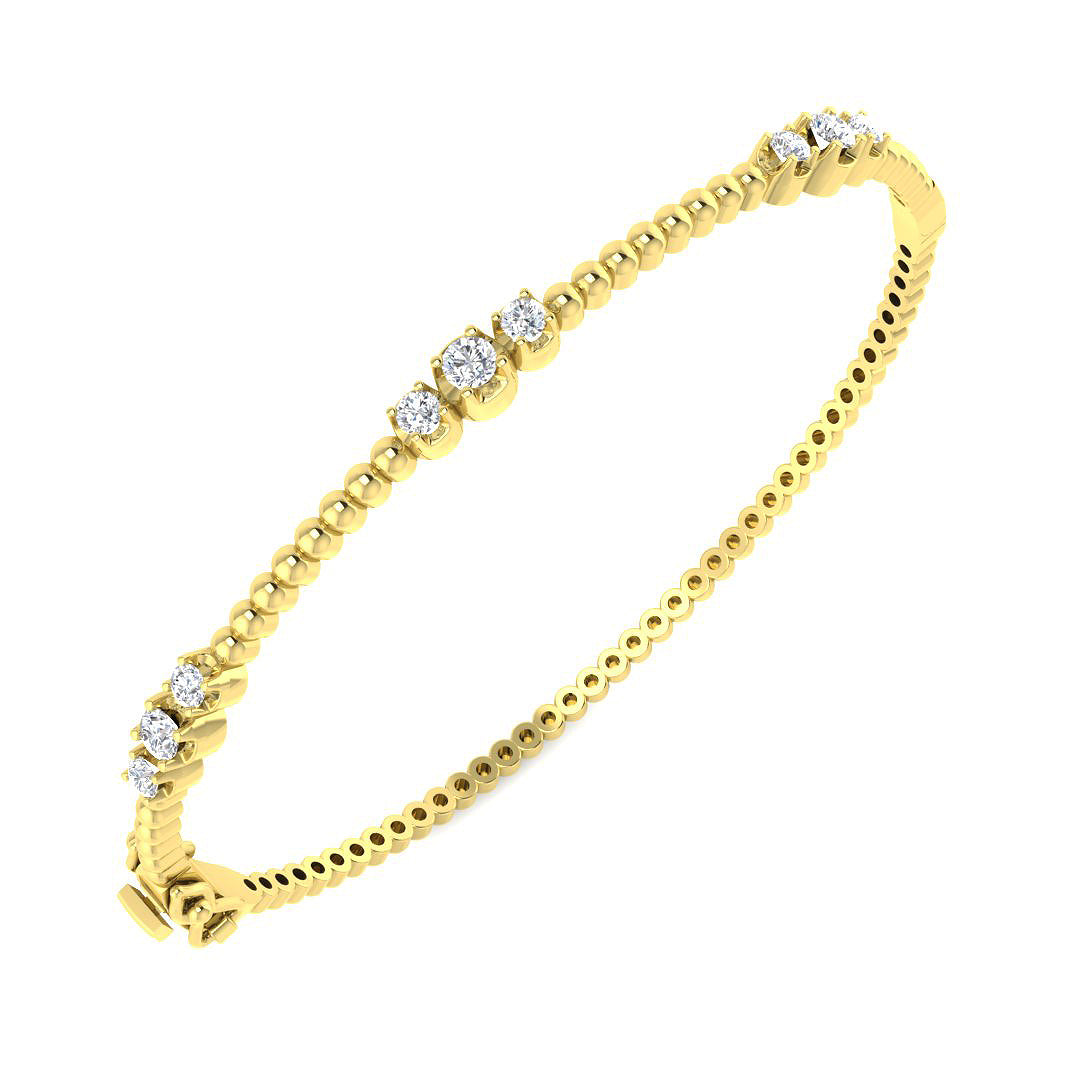 9ct Yellow Gold Round Lab Grown Diamond Bangle 1