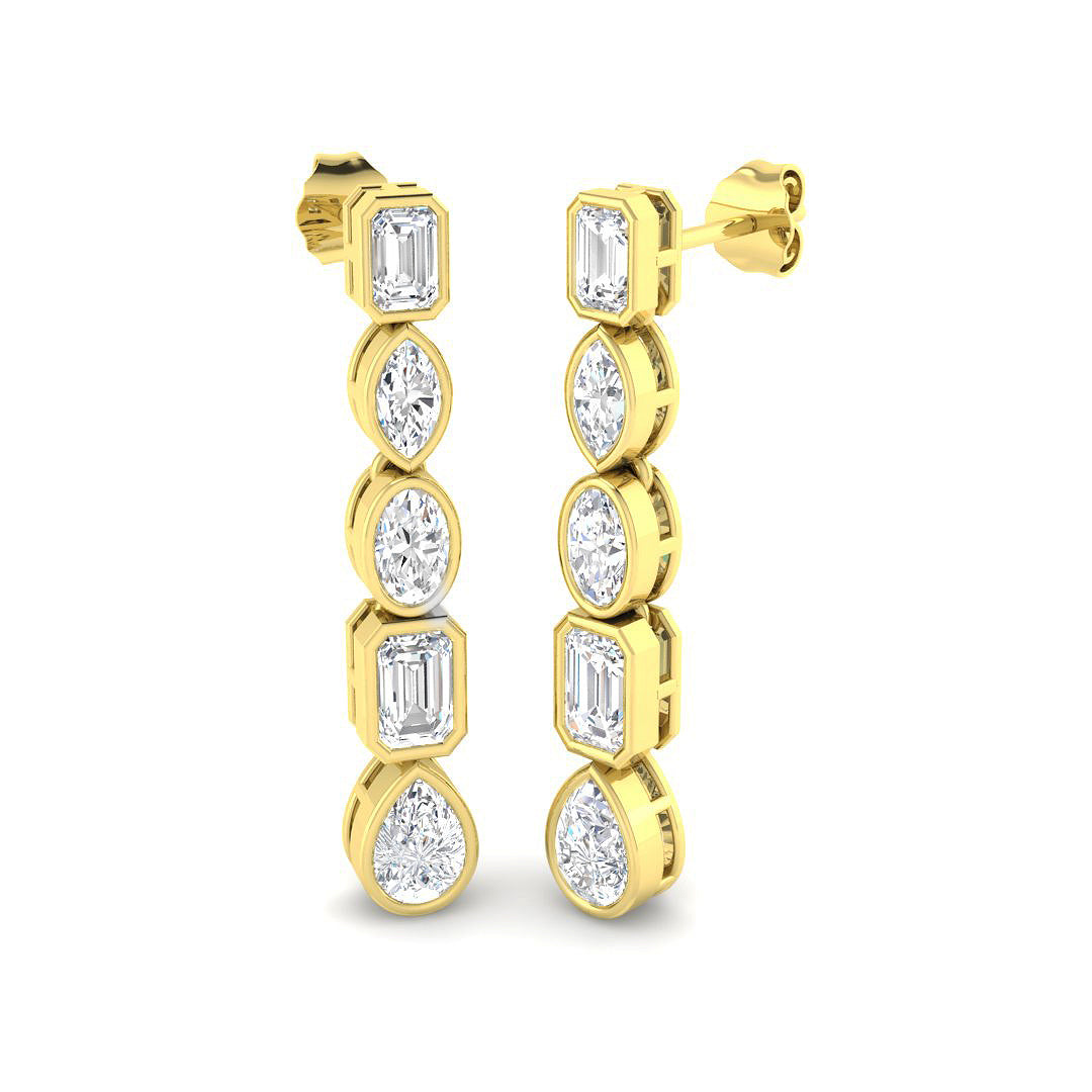 9ct Yellow Gold Emerald Cut and Marquise and Oval and Pear Lab Grown Diamond Earrings 1