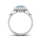 9ct White Gold Oval Aquamarine and Diamond Ring 2