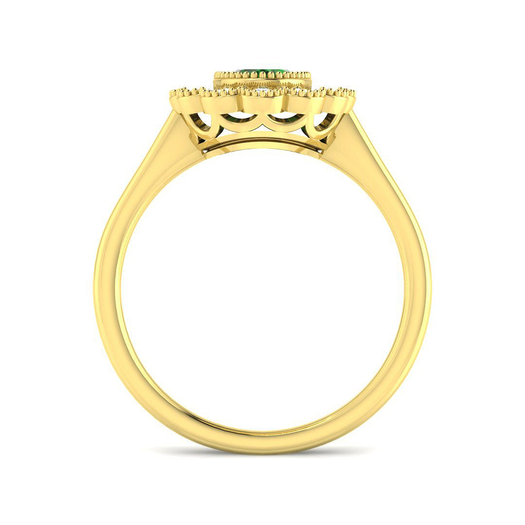 9ct Yellow Gold Oval Emerald and Diamond Ring 2