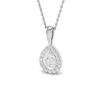 9ct White Gold Pear Lab Grown Diamond Pendant 1