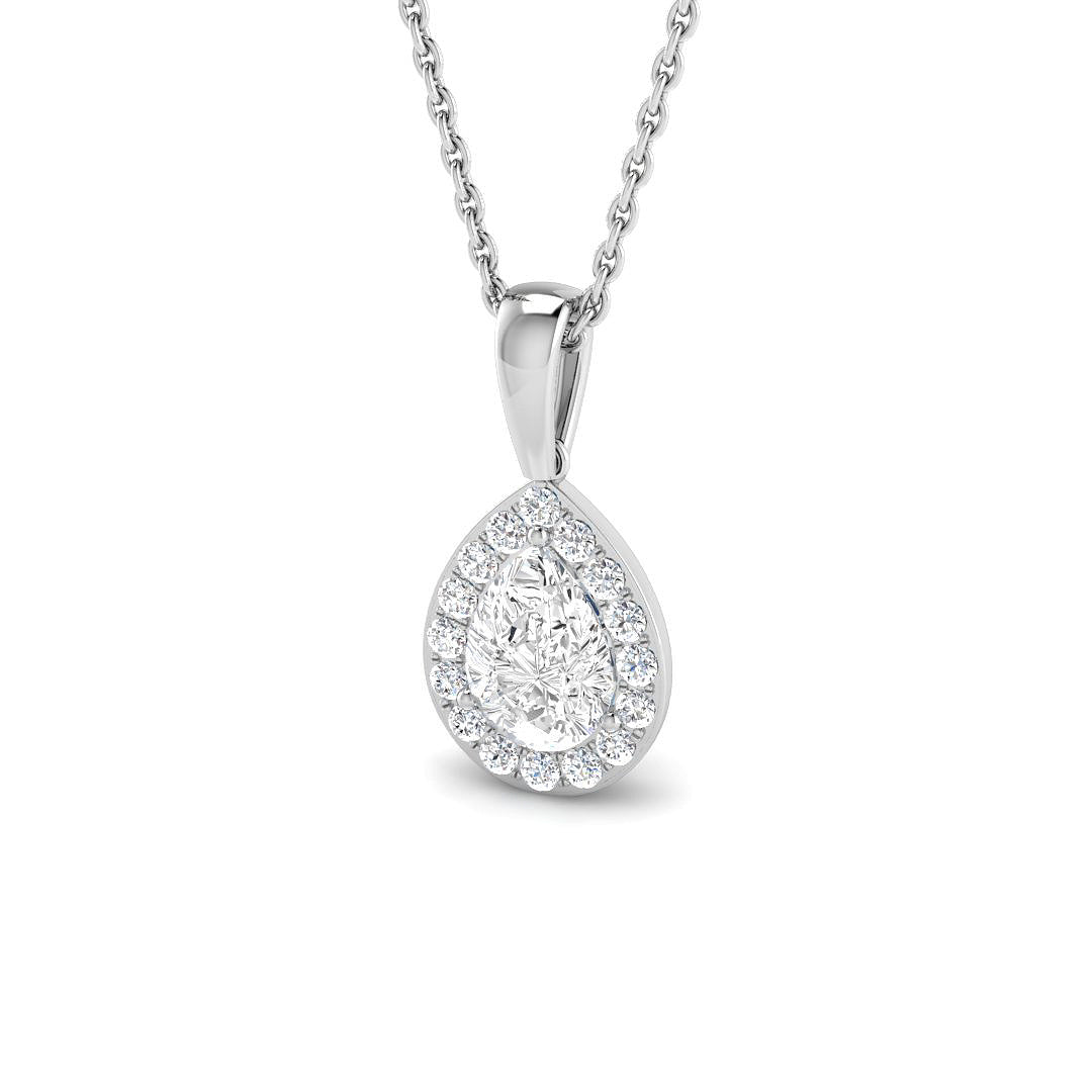 9ct White Gold Pear Lab Grown Diamond Pendant 1