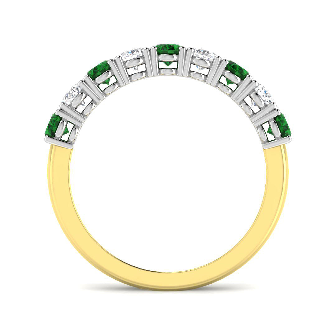 9ct Two Tone Oval Emerald and Diamond Ring 2