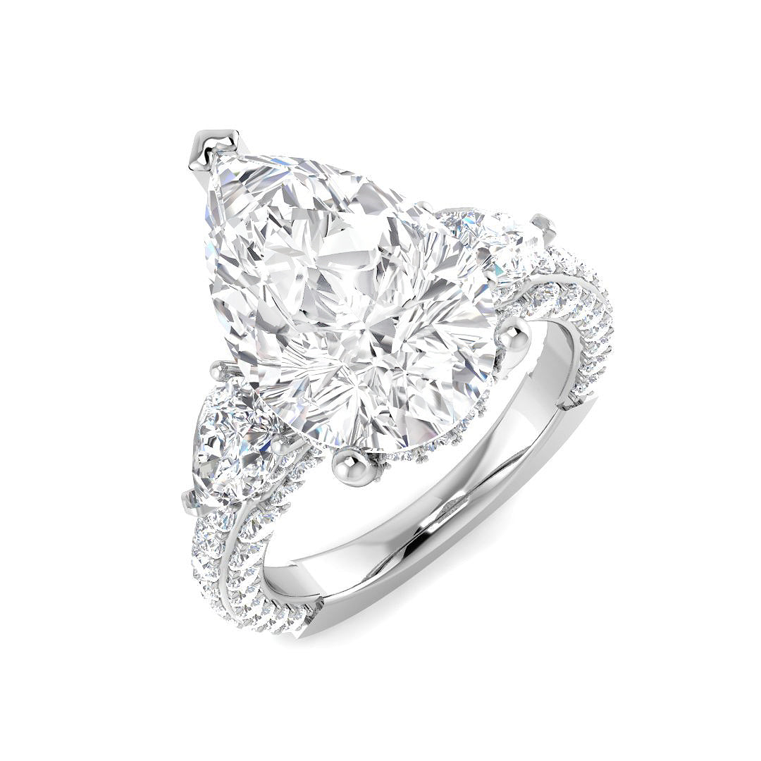9ct White Gold Pear Lab Grown Diamond Ring 1