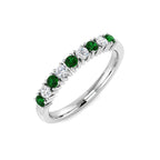 9ct White Gold Round Emerald and Diamond Ring 1