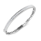 9ct White Gold Round Lab Grown Diamond Bangle 1