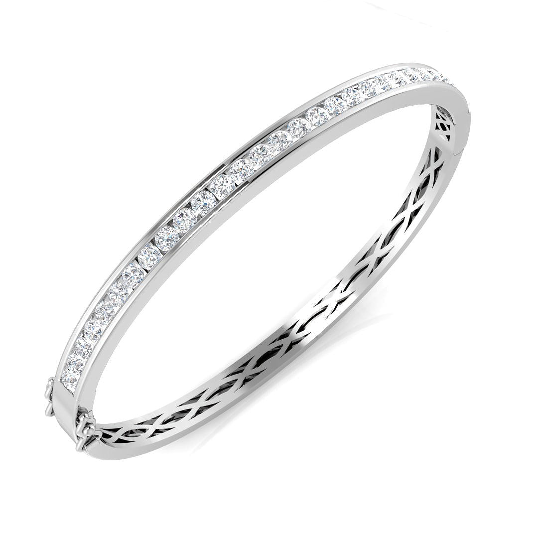 9ct White Gold Round Lab Grown Diamond Bangle 1