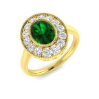 9ct Yellow Gold Oval Emerald and Diamond Ring 1