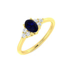 9ct Yellow Gold Oval Blue Sapphire and Diamond Ring 1