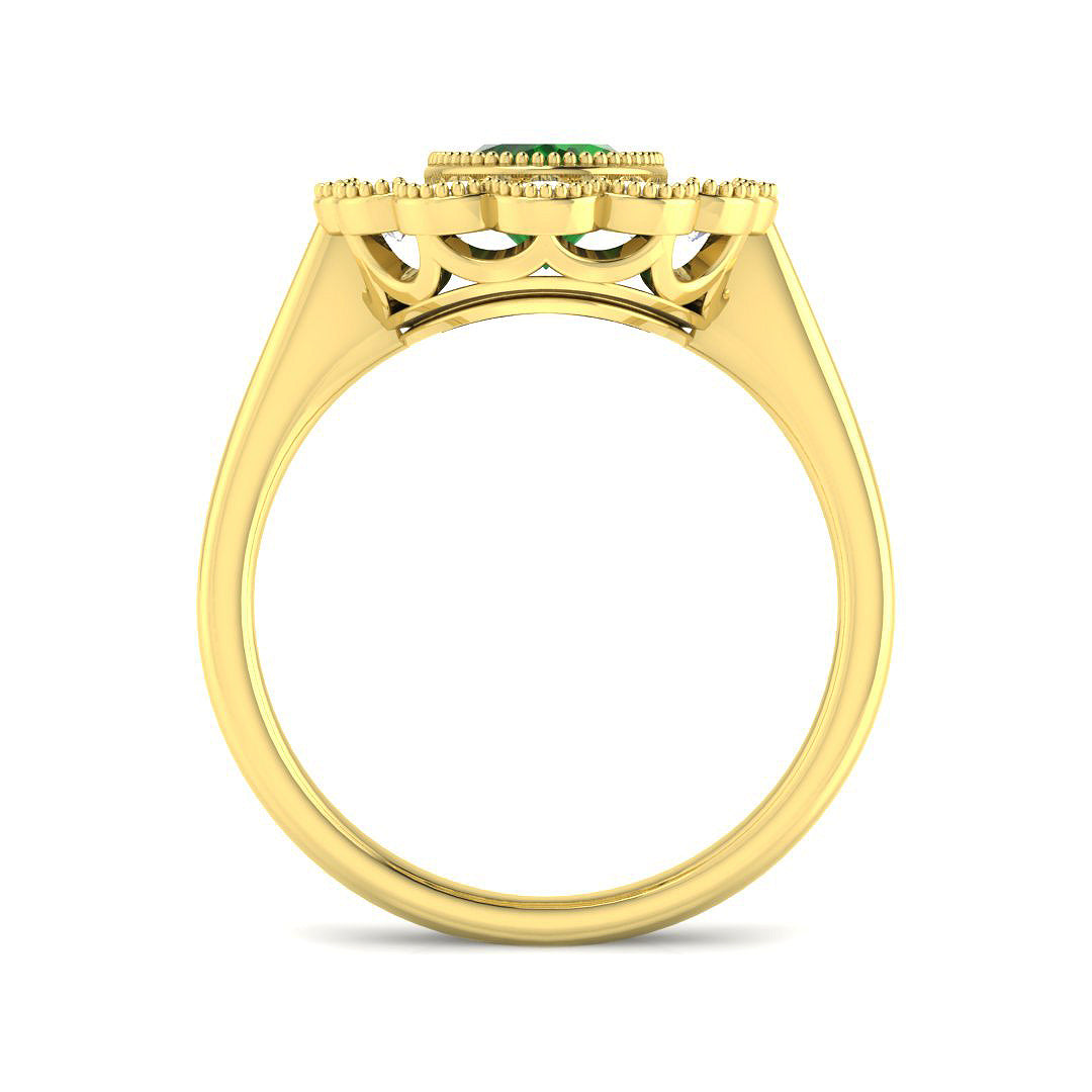 18ct Yellow Gold Oval Emerald and Diamond Ring 2