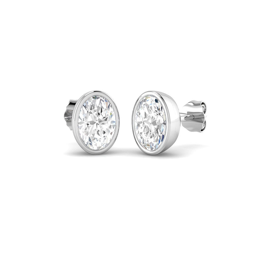 9ct White Gold Oval Lab Grown Diamond Earrings 1