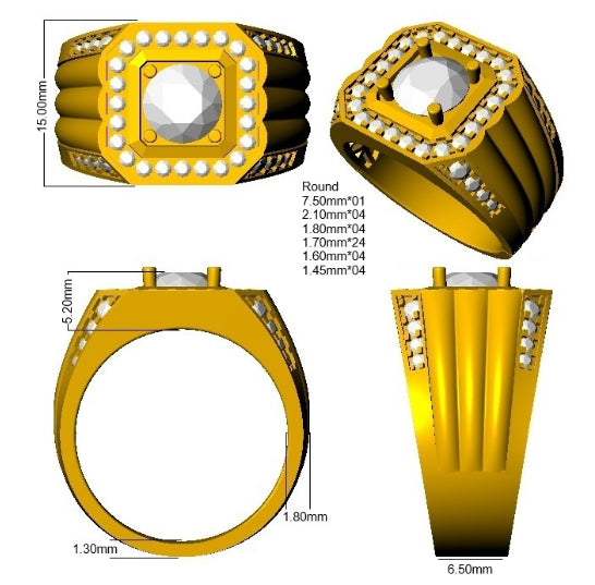 9ct Yellow Gold Round Lab Grown Diamond Ring 3