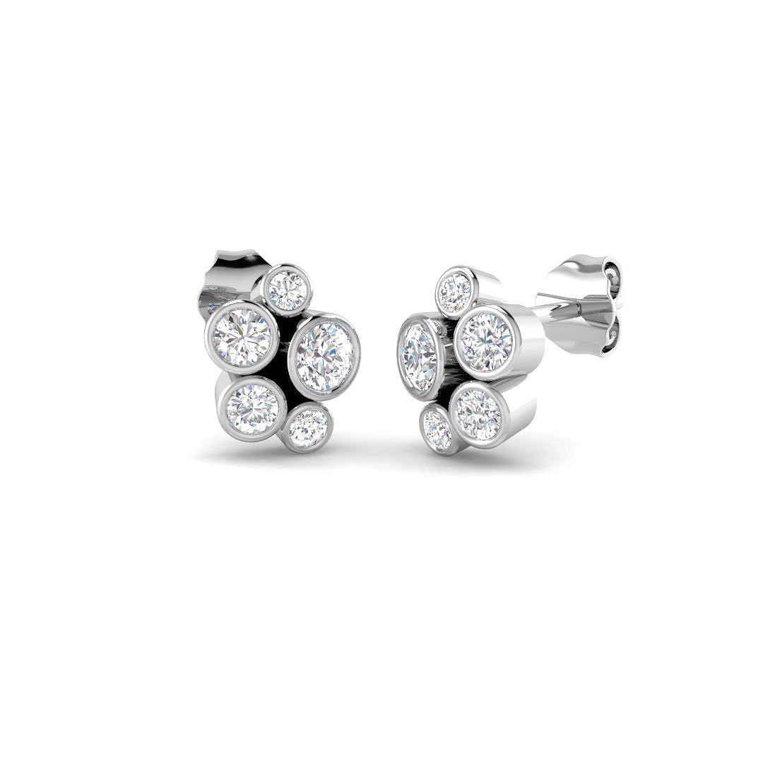 9ct White Gold Round Lab Grown Diamond Earrings 1