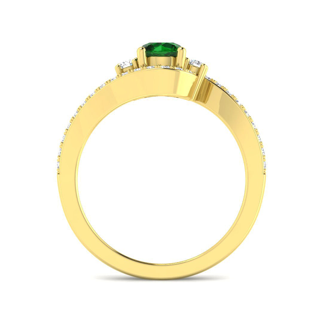 9ct Yellow Gold Round Emerald and Diamond Ring 2