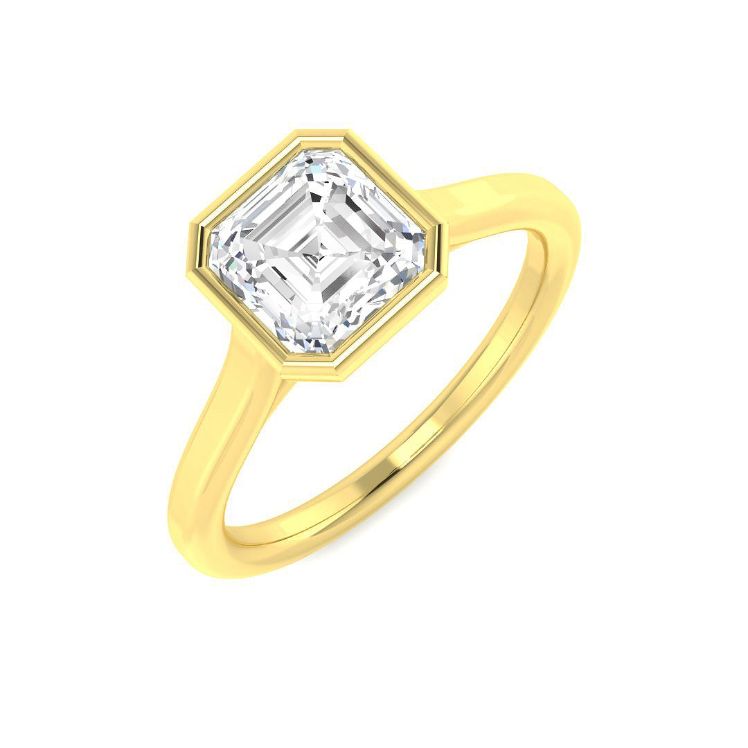 9ct Yellow Gold Emerald Cut Lab Grown Diamond Ring 1