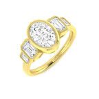 9ct Yellow Gold Emerald Cut and Oval Lab Grown Diamond Ring 1