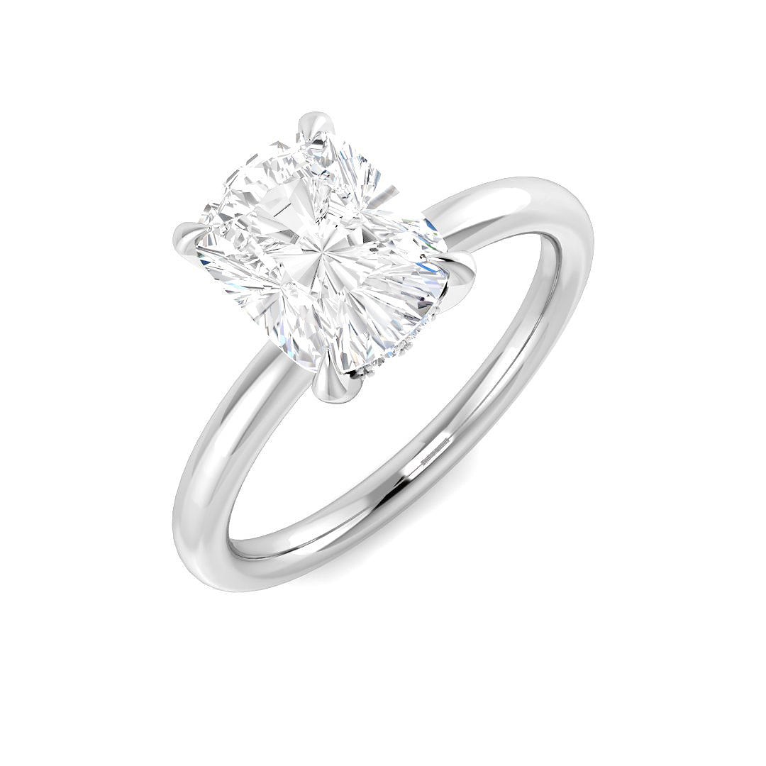 9ct White Gold Cushion Lab Grown Diamond Ring 1