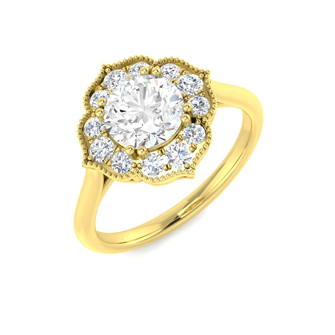 9ct Yellow Gold Round Diamond Ring 1